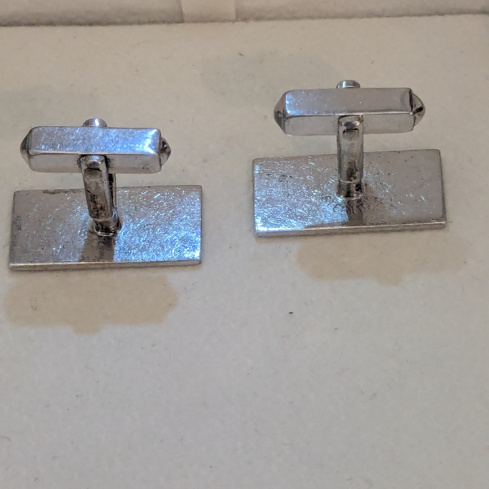 Sterling Silver Vintage Rectangular Cufflinks Wit… - image 5